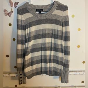 Grey striped sweater with button sleeves
